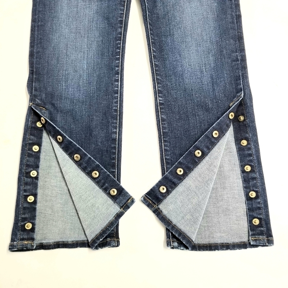 Frame Meribel Women's Le High Straight Leg Snap Buttons Hem Dark Wash Jeans, 27 - Picture 9 of 13
